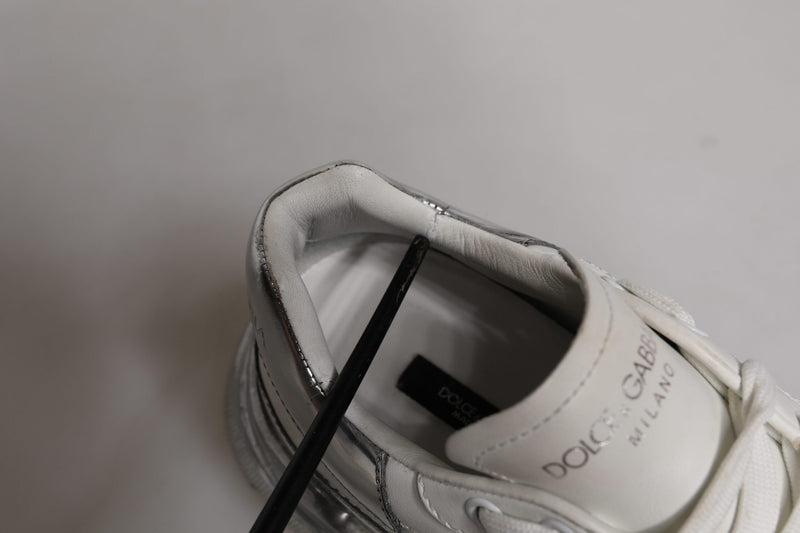 Dolce & Gabbana White Silver Daymaster Low Top Sneakers