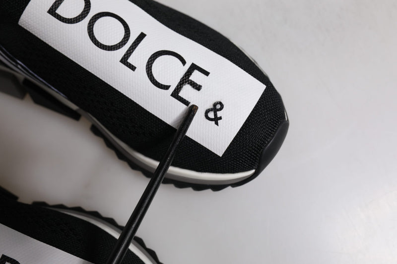 Dolce & Gabbana Black and White Sorrento Slip-On Sneakers