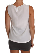 Chemisier sans manches Dolce &amp; Gabbana en soie blanche, coupe trapèze, style T-shirt