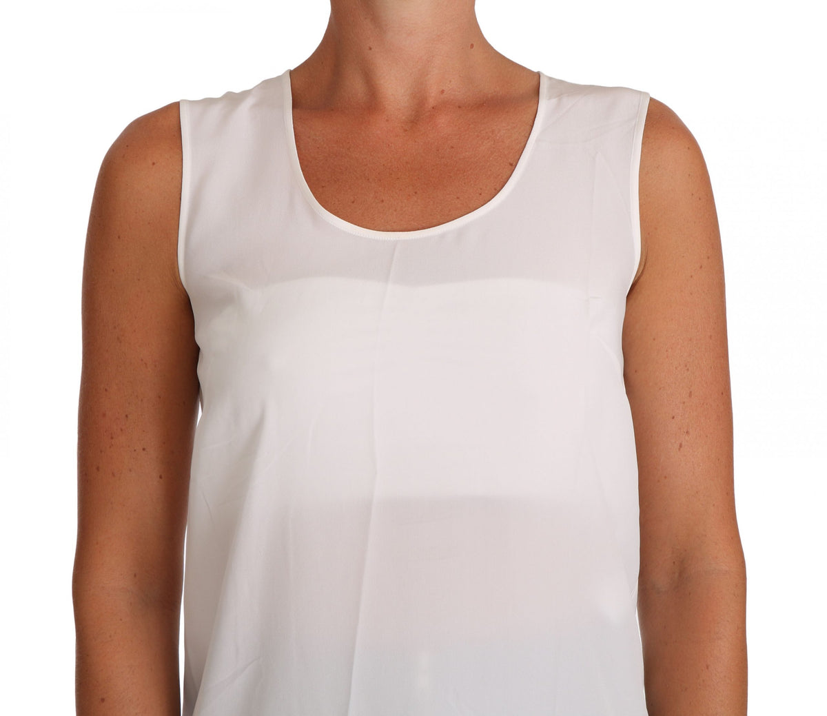 Chemisier sans manches Dolce &amp; Gabbana en soie blanche, coupe trapèze, style T-shirt
