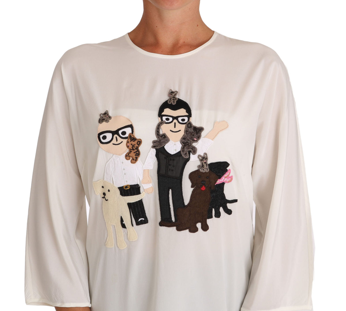 Chemisier/T-shirt Dolce &amp; Gabbana en soie blanche #dgfamily