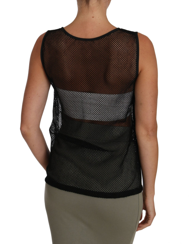 T-shirt Dolce &amp; Gabbana en résille noire transparente