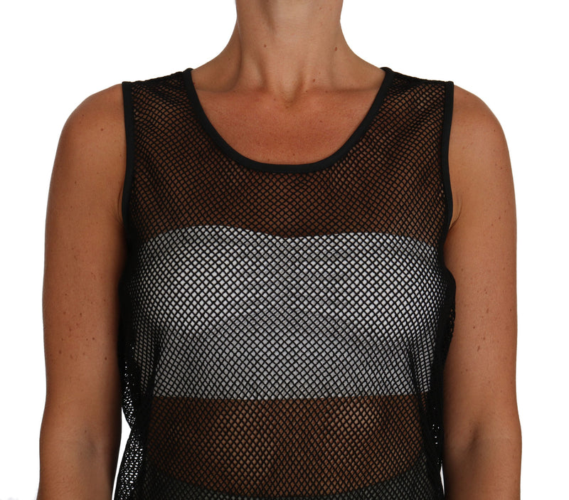 T-shirt Dolce &amp; Gabbana en résille noire transparente