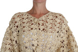 Gilet beige Dolce &amp; Gabbana en raphia tricoté au crochet