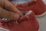 Pantofola D'Oro Scarlet Red Blue Stripe Flat Slip-On Shoes