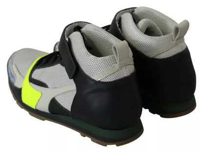 Jil Sander Fog Gray Neon Green Black Lace-Up Strap Shoes