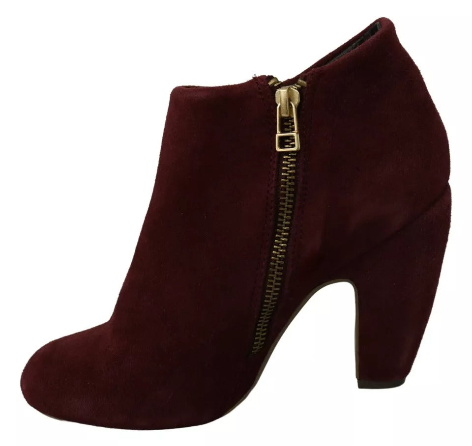 Steve Madden Maroon Blush Velvet Suede Penelope Ankle Boots Shoes