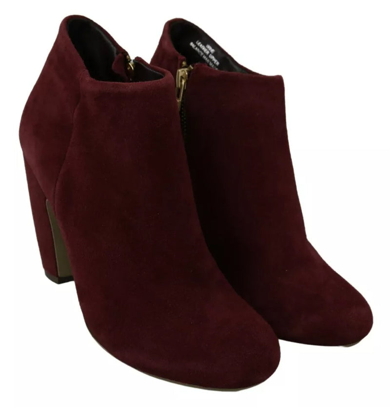 Steve Madden Maroon Blush Velvet Suede Penelope Ankle Boots