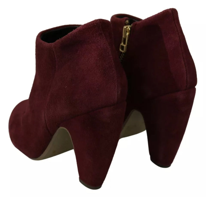 Steve Madden Maroon Blush Velvet Suede Penelope Ankle Boots