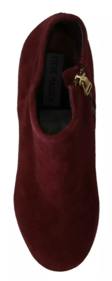Steve Madden Maroon Blush Velvet Suede Penelope Ankle Boots