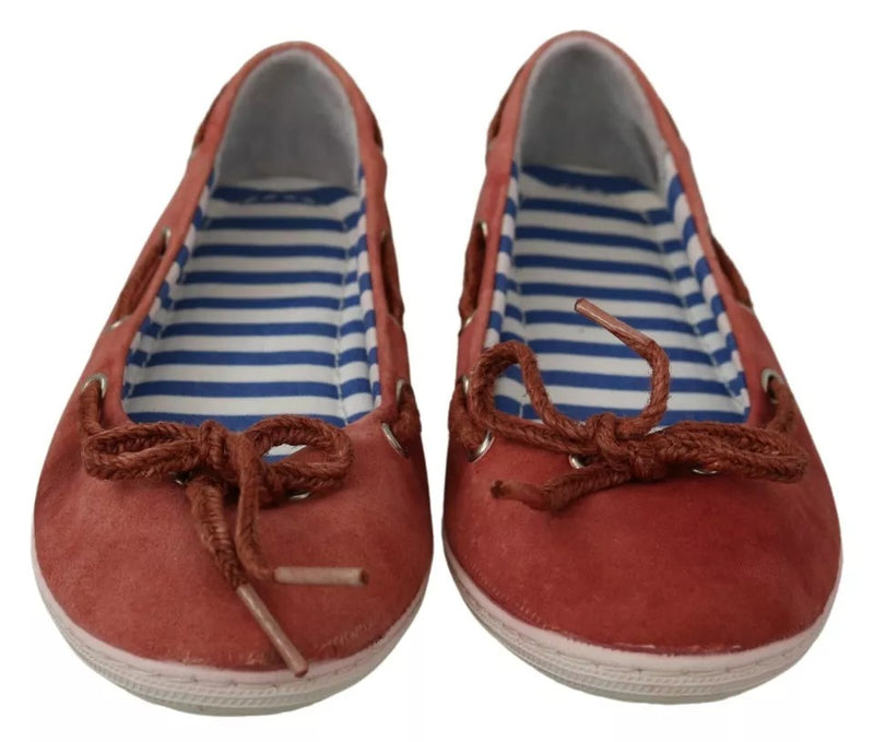 Pantofola D'Oro Coral Suede Lace Bow Loafers - Élégantes Ballet Flats