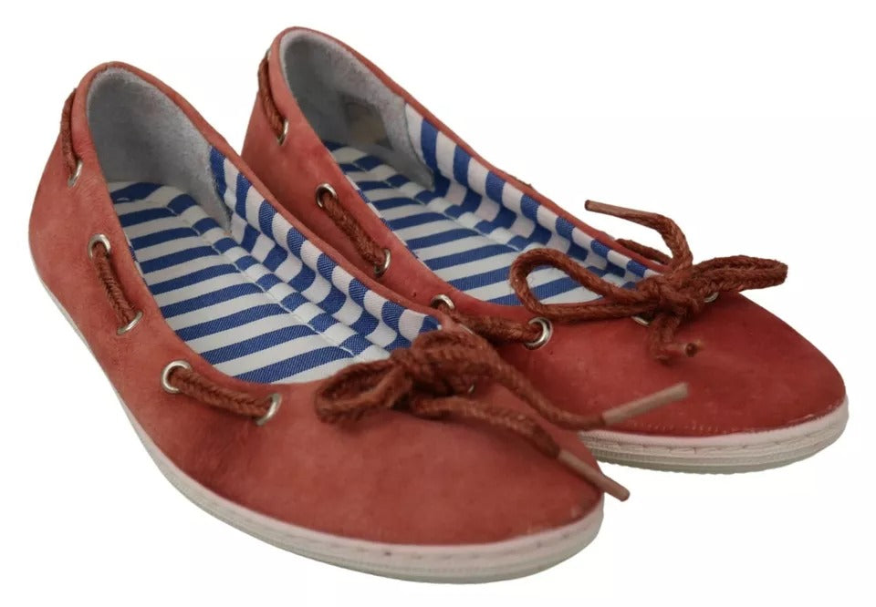 Pantofola D'Oro Coral Suede Lace Bow Loafers - Élégantes Ballet Flats