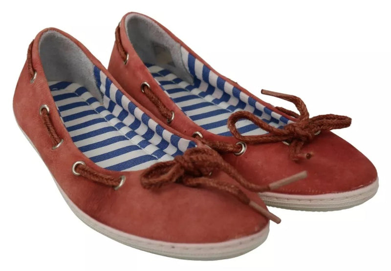 Pantofola D'Oro Coral Suede Lace Bow Loafers - Élégantes Ballet Flats