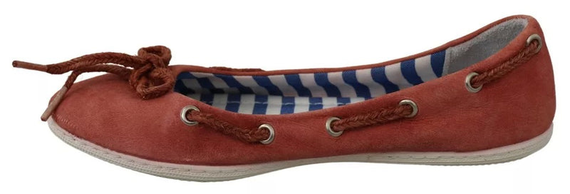 Pantofola D'Oro Coral Suede Lace Bow Loafers - Élégantes Ballet Flats