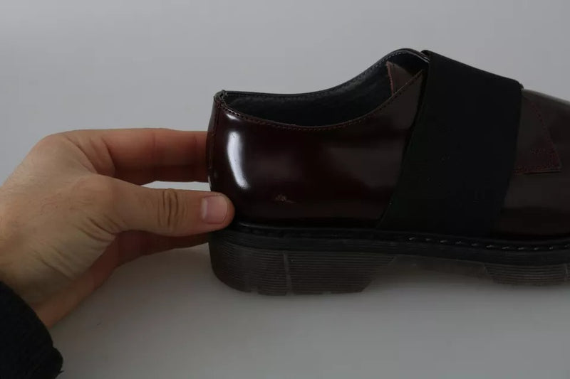 Dr. Martens Dark Brown Leather Elastic Strap Shoes for Women