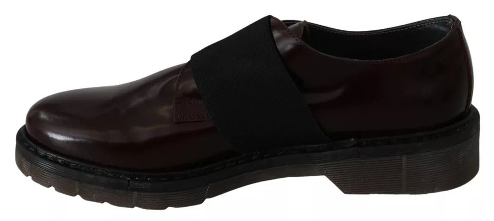 Dr. Martens Dark Brown Leather Elastic Strap Shoes for Women