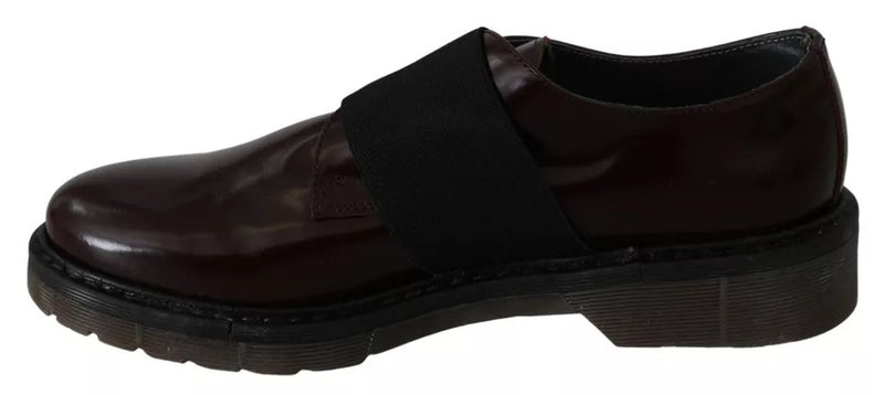 Dr. Martens Dark Brown Leather Elastic Strap Shoes for Women