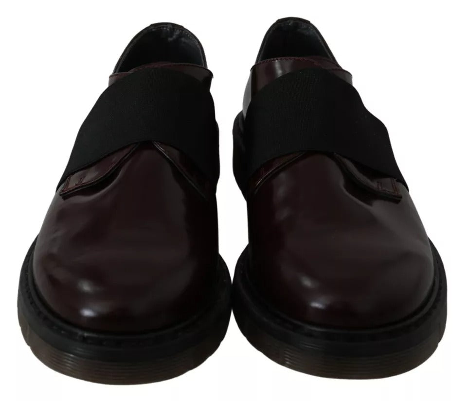 Dr. Martens Dark Brown Leather Elastic Strap Shoes for Women
