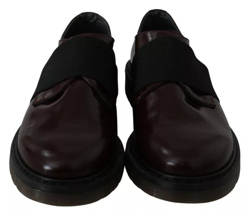 Dr. Martens Dark Brown Leather Elastic Strap Shoes for Women