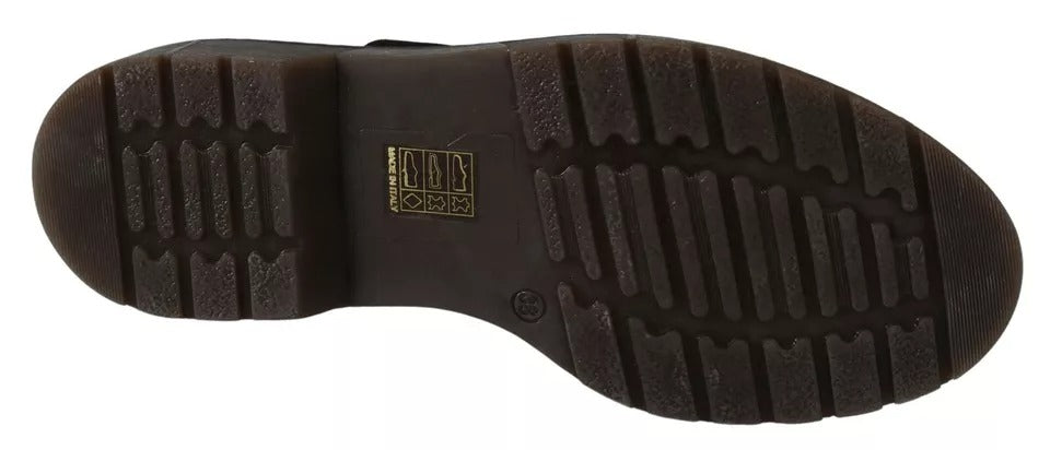 Dr. Martens Dark Brown Leather Elastic Strap Shoes for Women