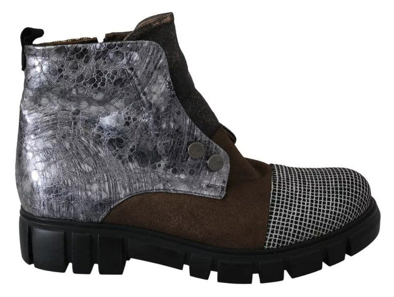 EBARRITO Multicolor Leather Suede Zipper Ankle Boots