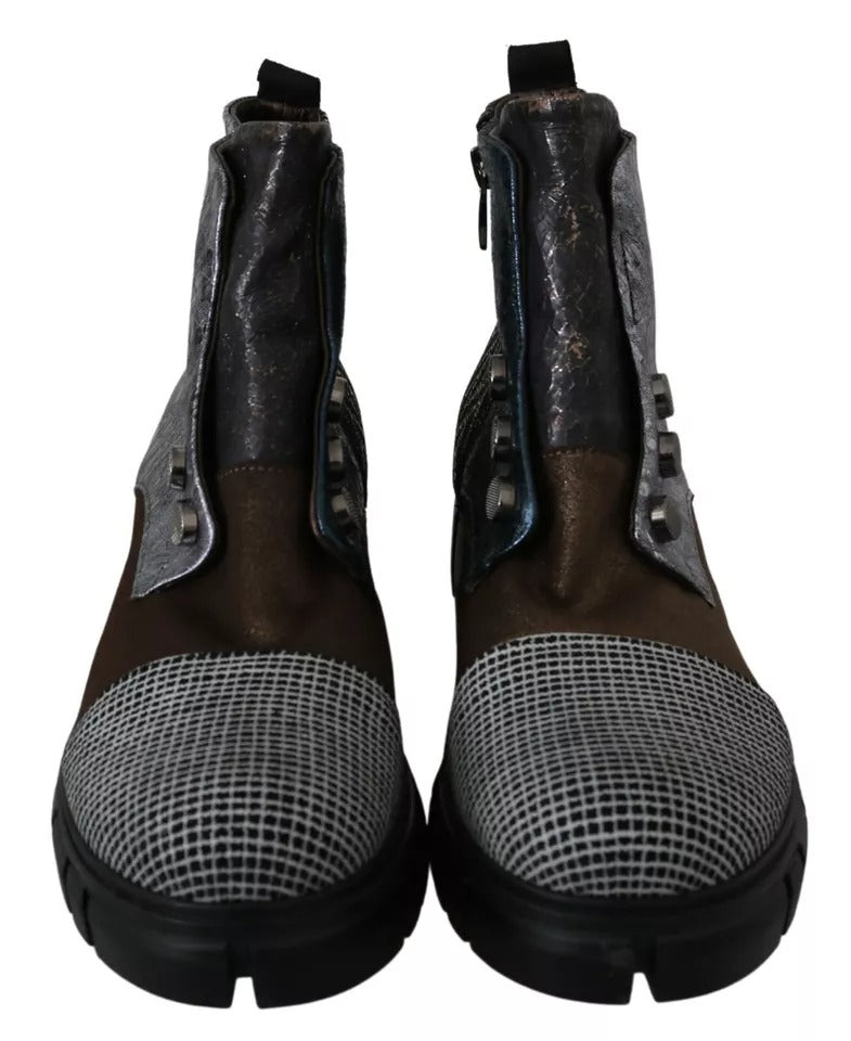 EBARRITO Multicolor Leather Suede Zipper Ankle Boots