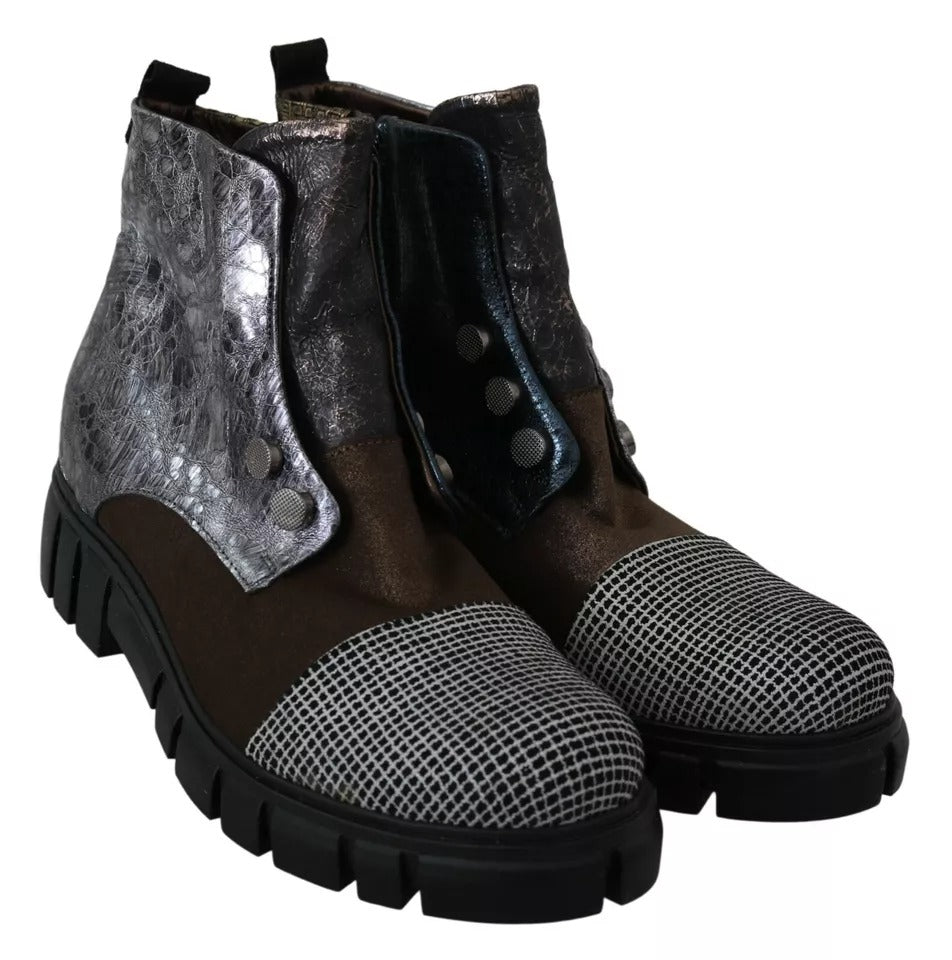 EBARRITO Multicolor Leather Suede Zipper Ankle Boots