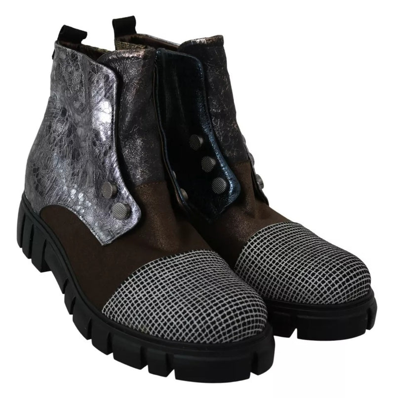 EBARRITO Multicolor Leather Suede Zipper Ankle Boots