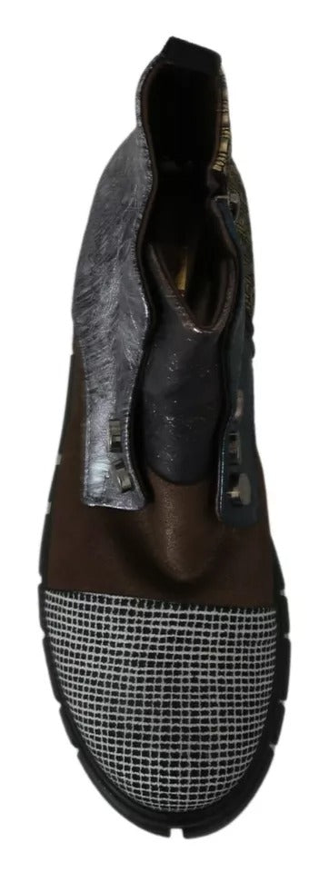 EBARRITO Multicolor Leather Suede Zipper Ankle Boots