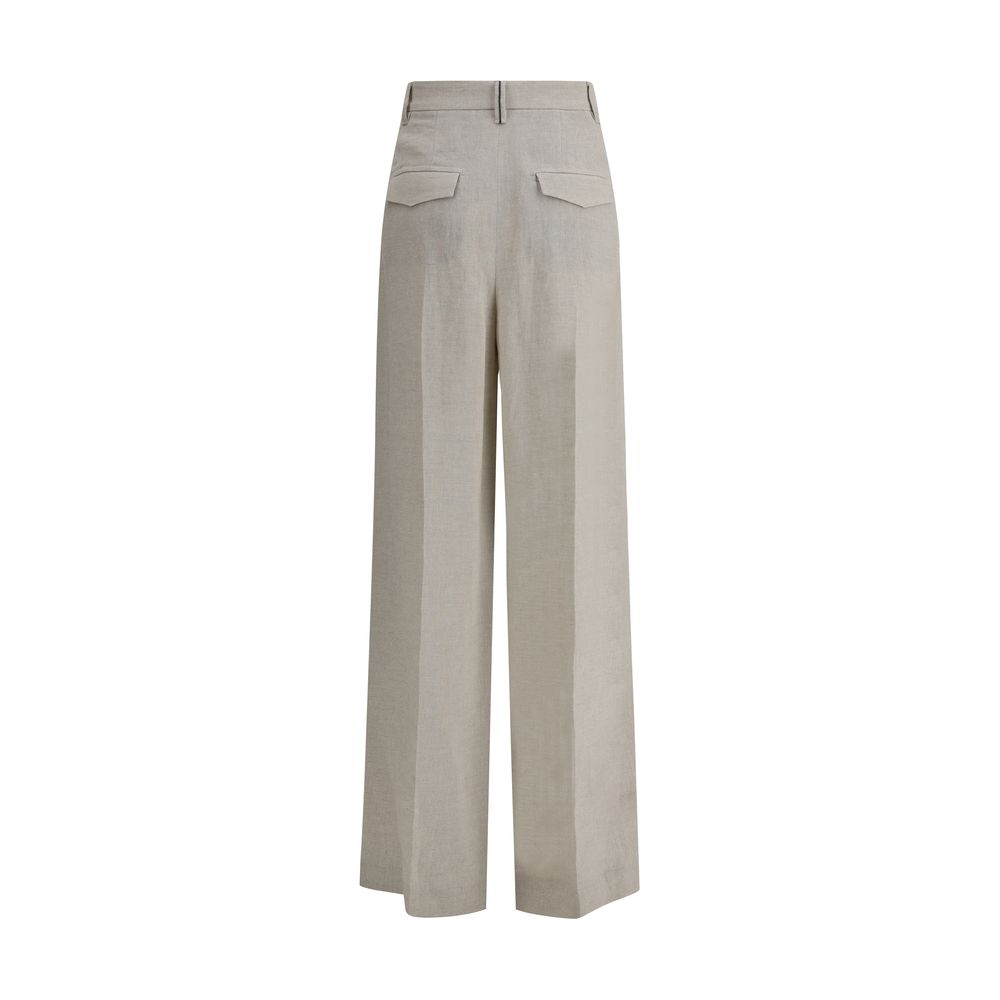 Brunello Cucinelli Pantalons en Lin - Design Évasé Élégant