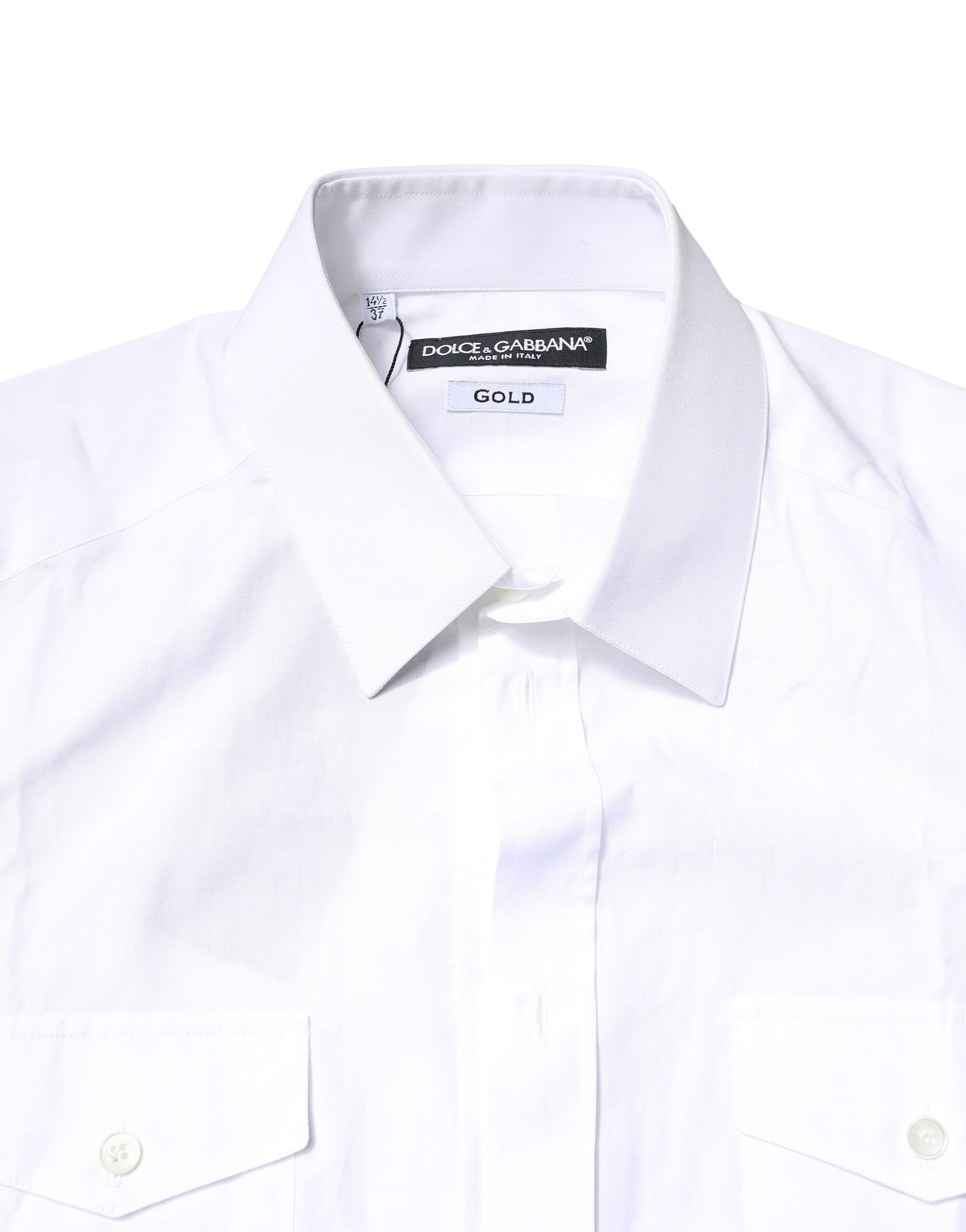 Polo homme blanc à boutons dorés, style décontracté, Dolce &amp; Gabbana.