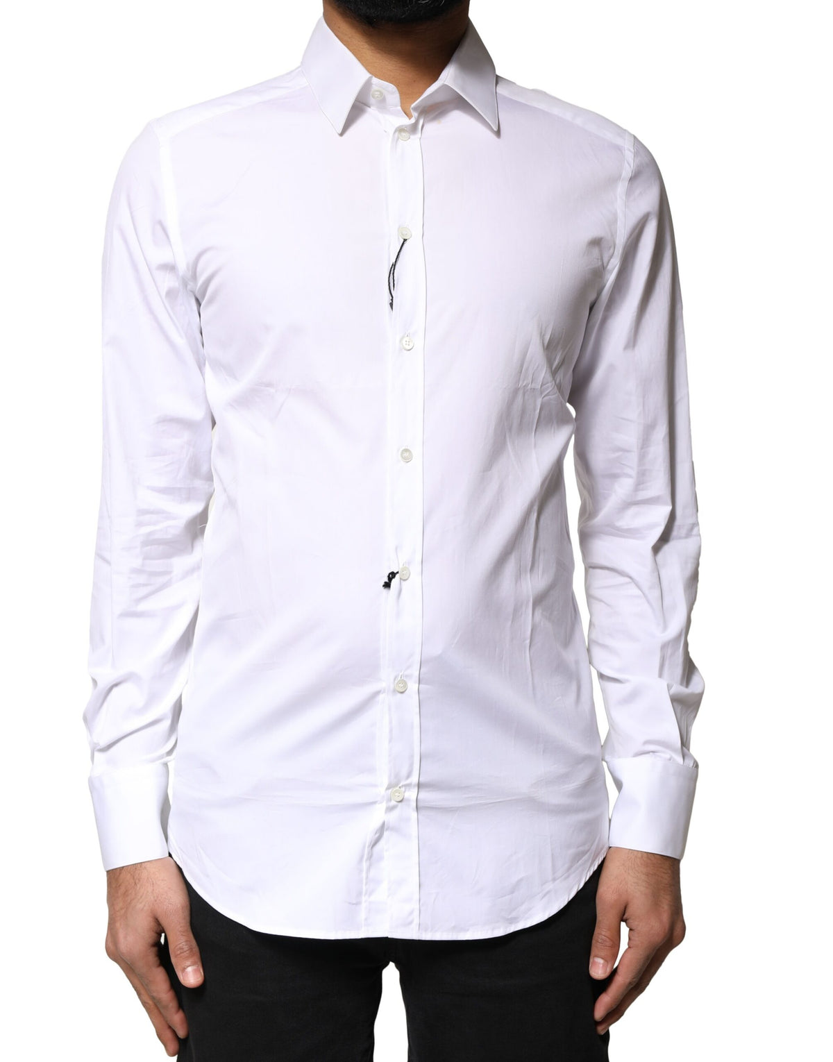 Chemise de ville homme Dolce &amp; Gabbana en coton blanc et or, manches longues.