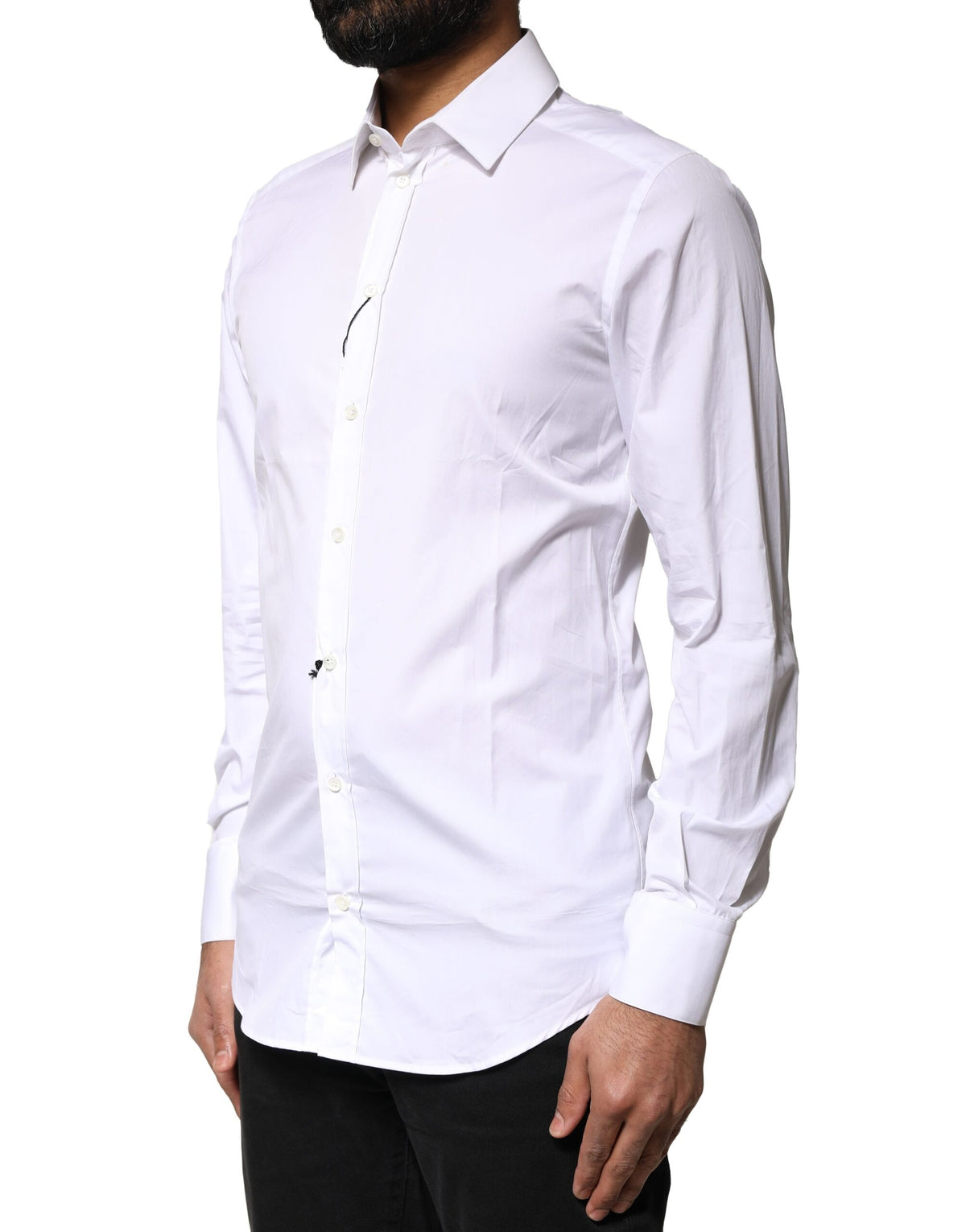 Chemise de ville homme Dolce &amp; Gabbana en coton blanc et or, manches longues.