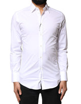 Chemise de cérémonie à manches longues en coton blanc doré de Dolce &amp; Gabbana