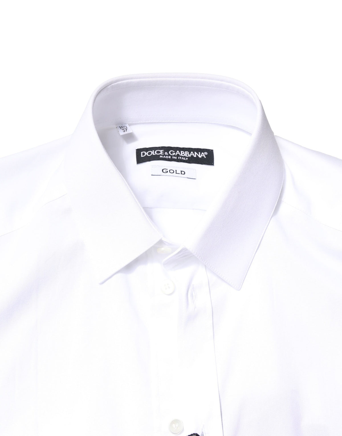 Chemise de cérémonie à manches longues en coton blanc doré de Dolce &amp; Gabbana