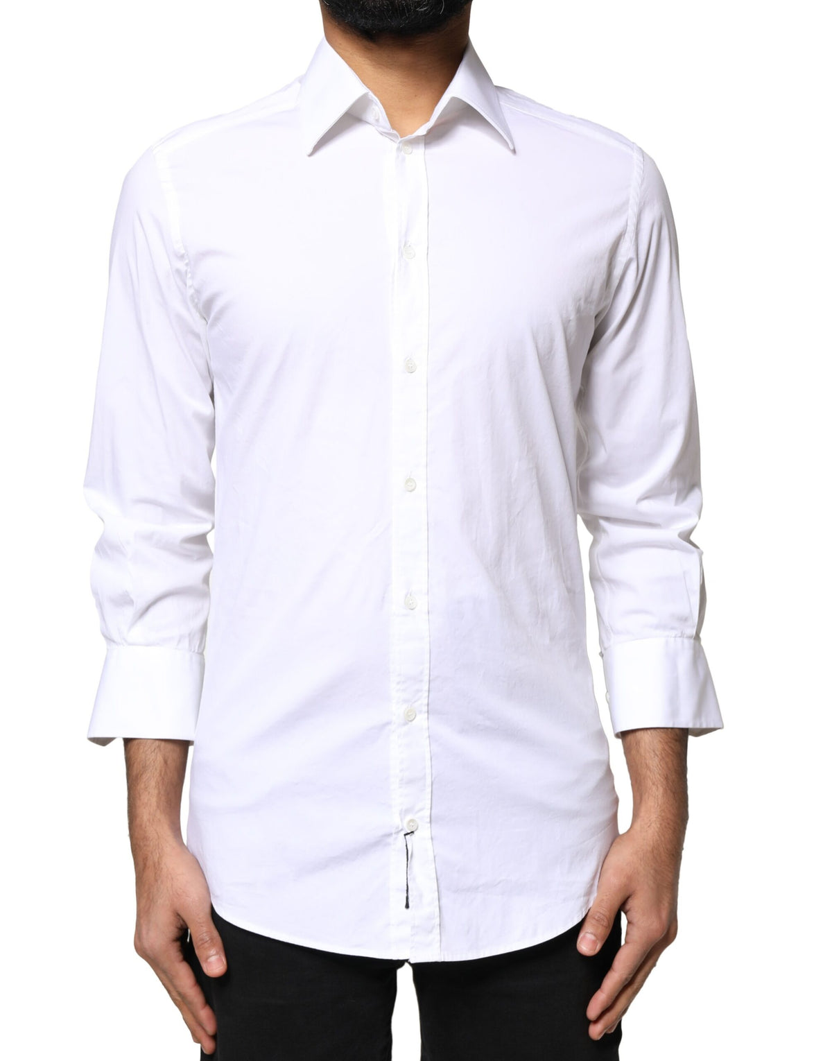 Chemise de ville homme Dolce &amp; Gabbana en coton blanc et or, manches longues.