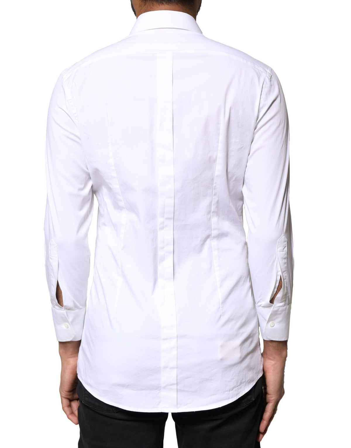 Chemise de ville homme Dolce &amp; Gabbana en coton blanc et or, manches longues.