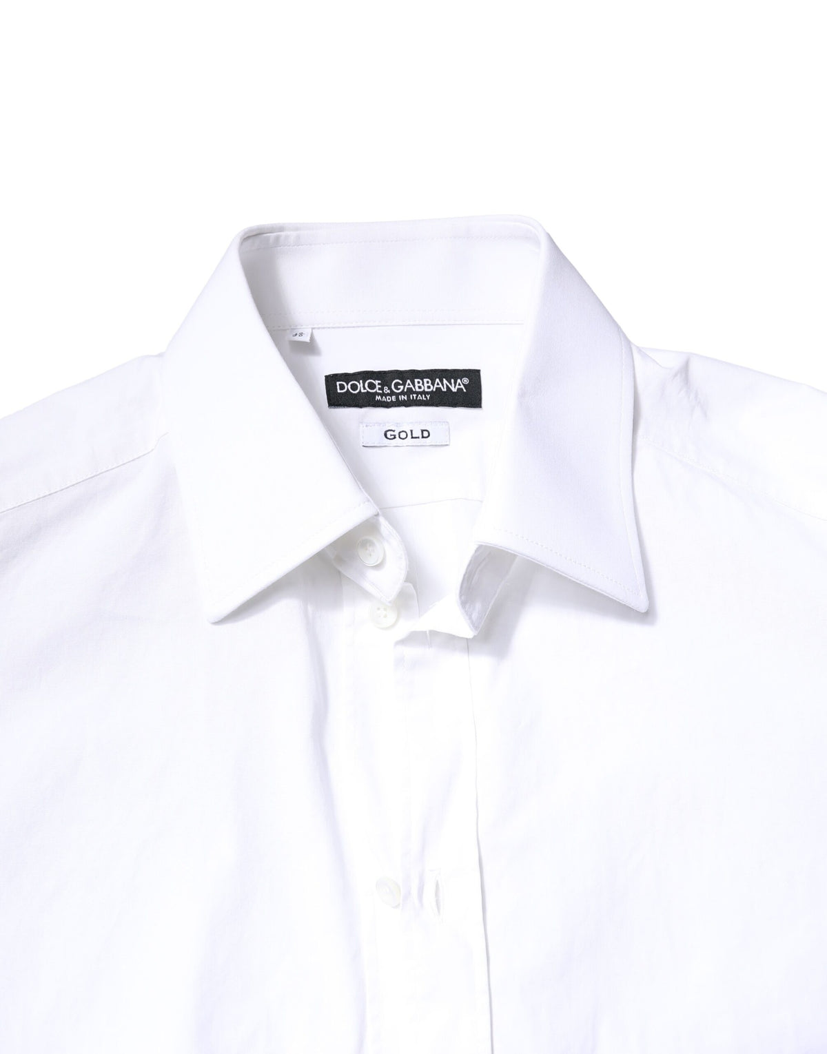 Chemise de ville homme Dolce &amp; Gabbana en coton blanc et or, manches longues.