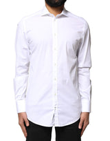 Chemise de cérémonie à manches longues en coton blanc doré de Dolce &amp; Gabbana