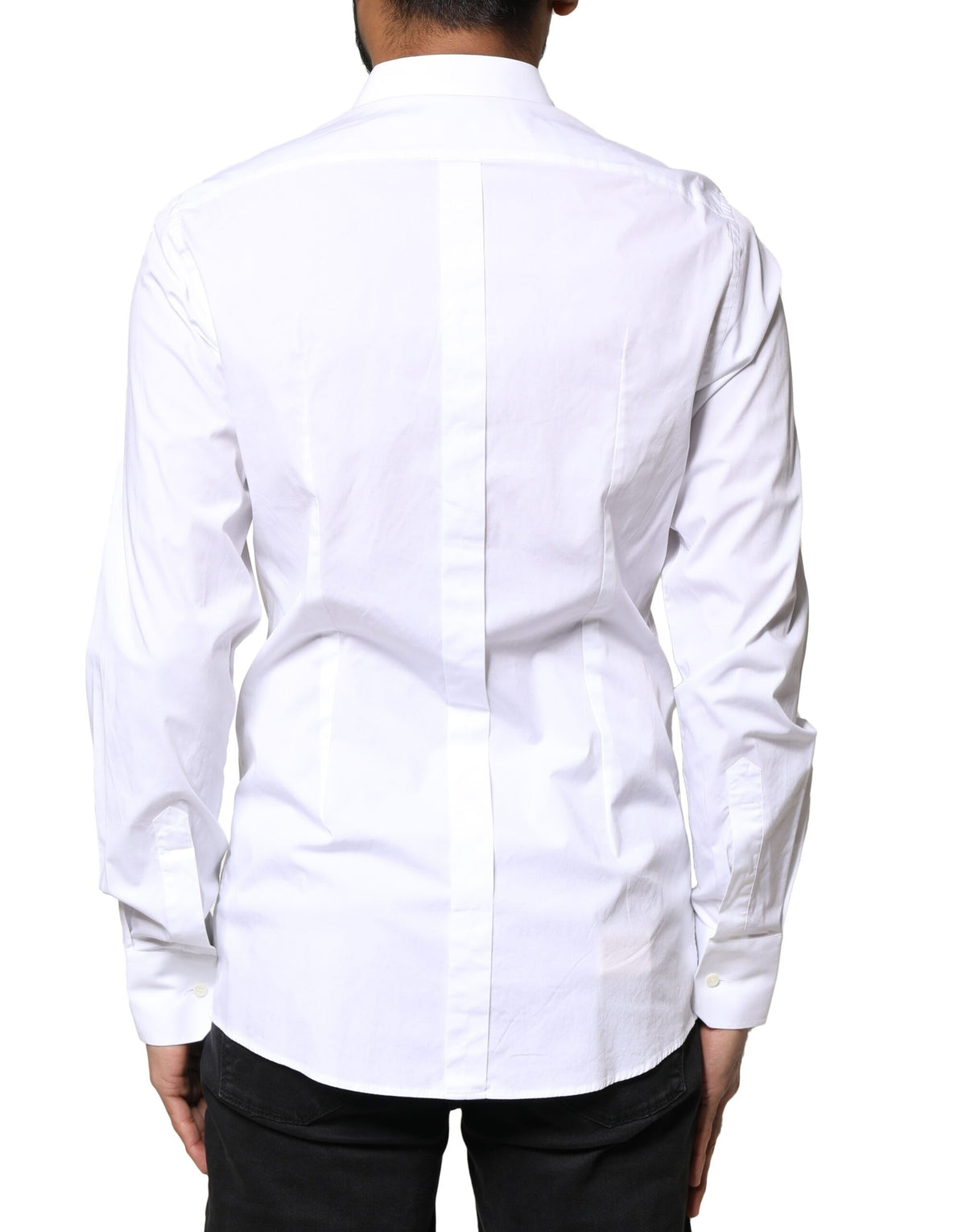 Chemise de cérémonie à manches longues en coton blanc doré de Dolce &amp; Gabbana