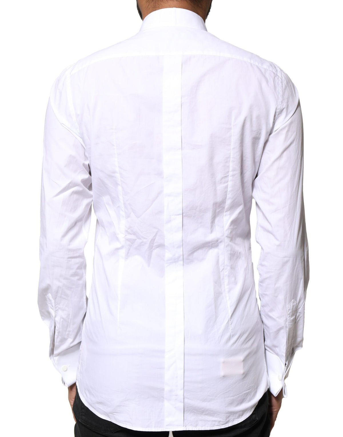 Chemise de cérémonie à col montant en popeline de coton blanc doré de Dolce &amp; Gabbana