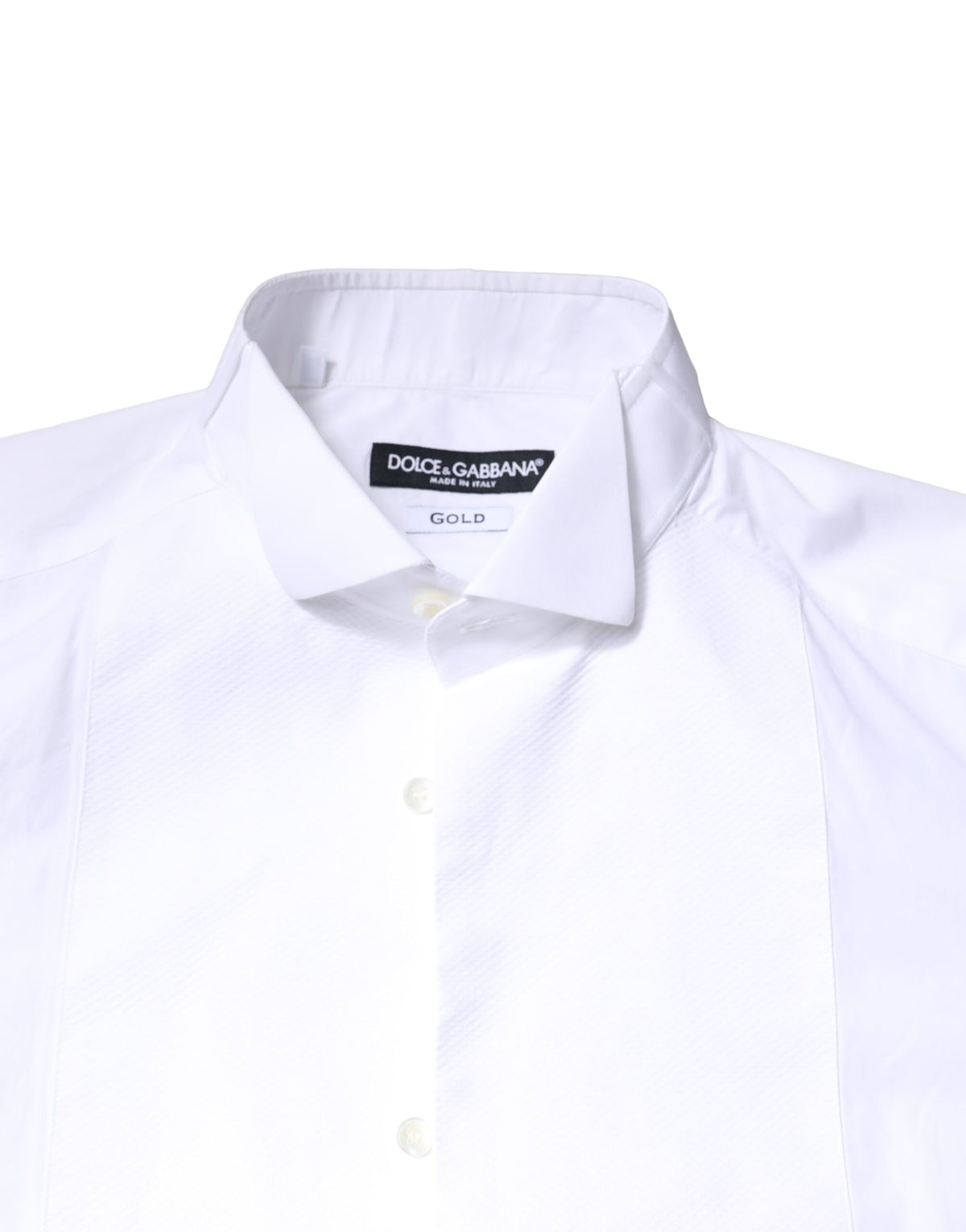 Chemise de cérémonie à col montant en popeline de coton blanc doré de Dolce &amp; Gabbana