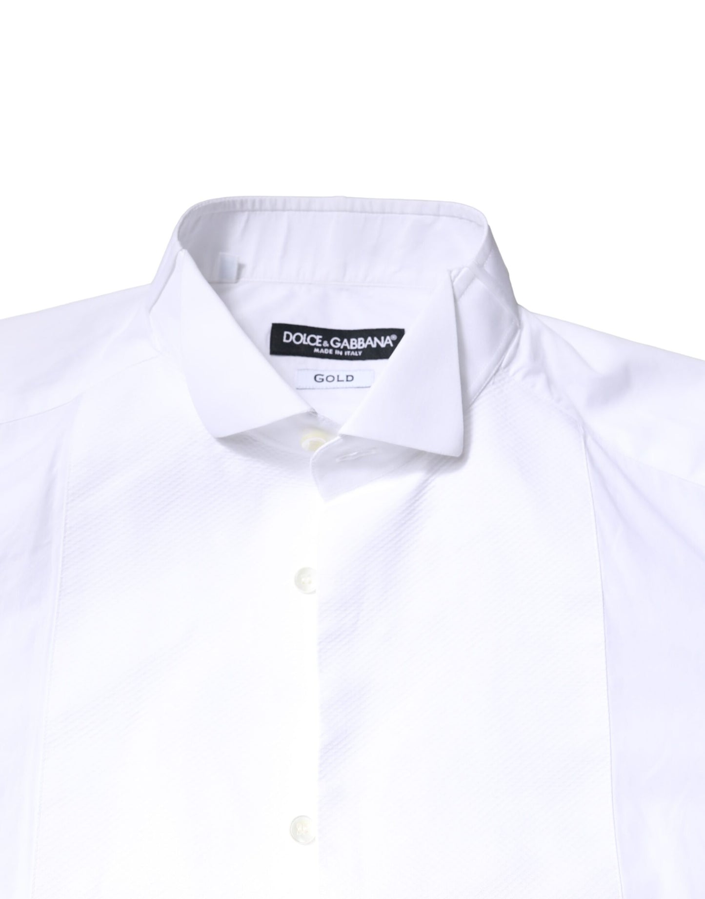 Dolce & Gabbana White GOLD CottonPoplin Bib Formal Dress Shirt