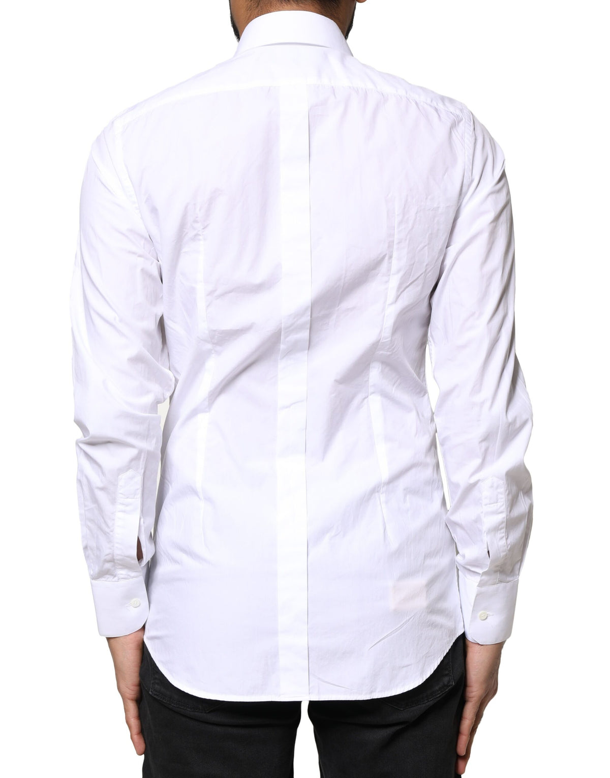 Chemise de ville homme Dolce &amp; Gabbana en coton blanc et or, manches longues.