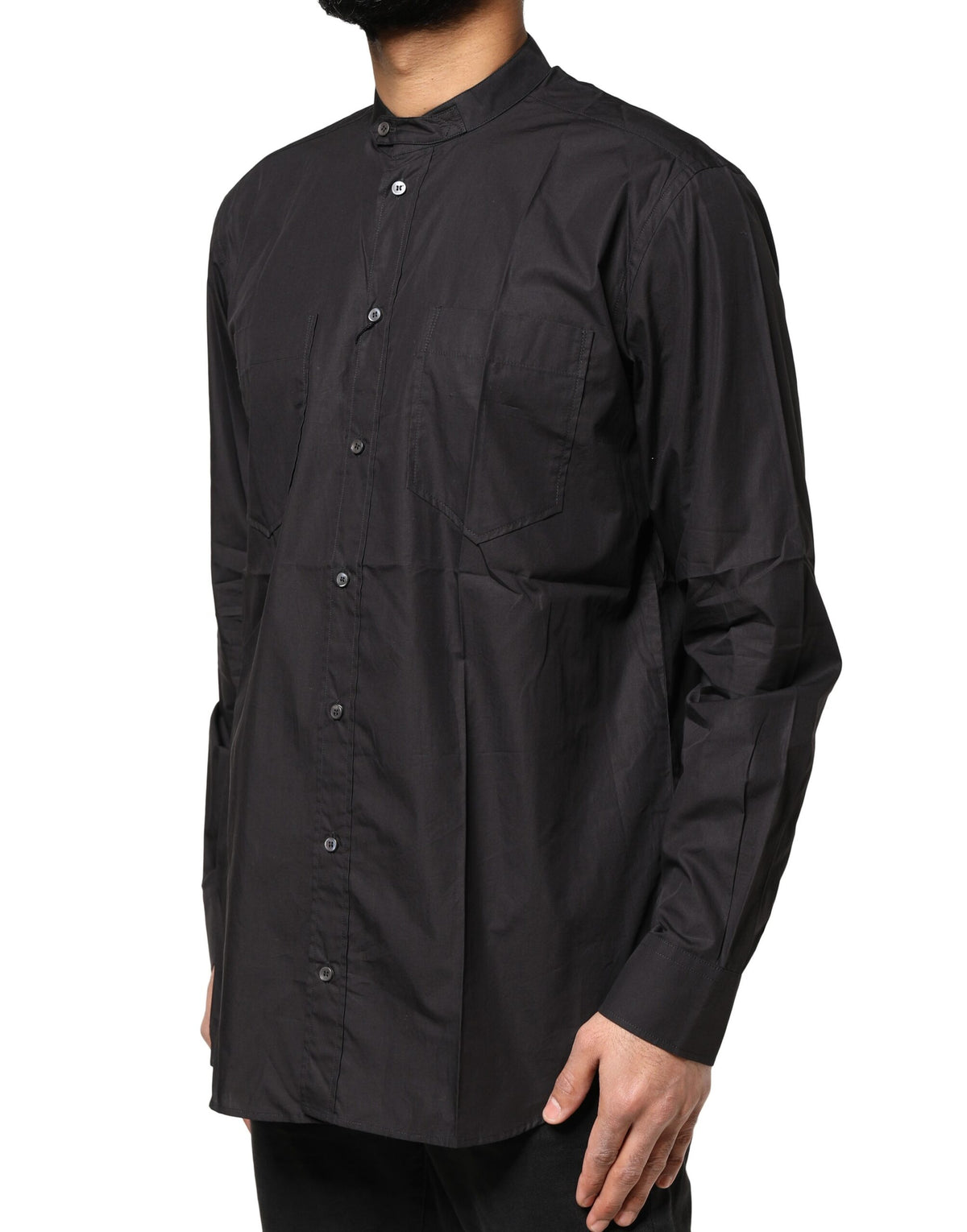 Chemise homme décontractée à boutons en coton noir Dolce &amp; Gabbana