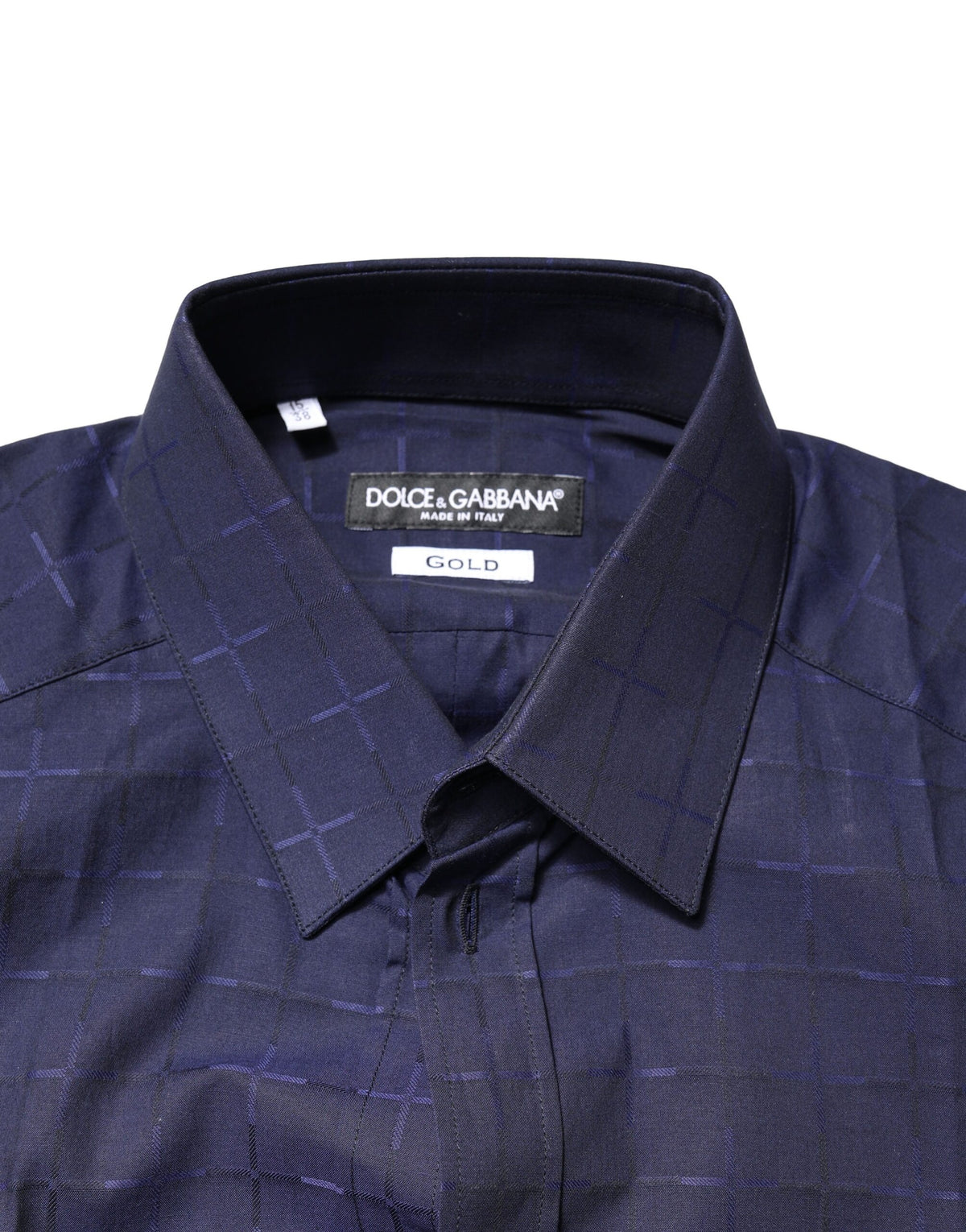 Chemise habillée formelle à carreaux bleu et or en tartan de Dolce &amp; Gabbana