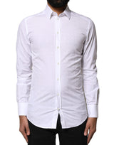 Chemise de cérémonie à manches longues en coton blanc doré de Dolce &amp; Gabbana