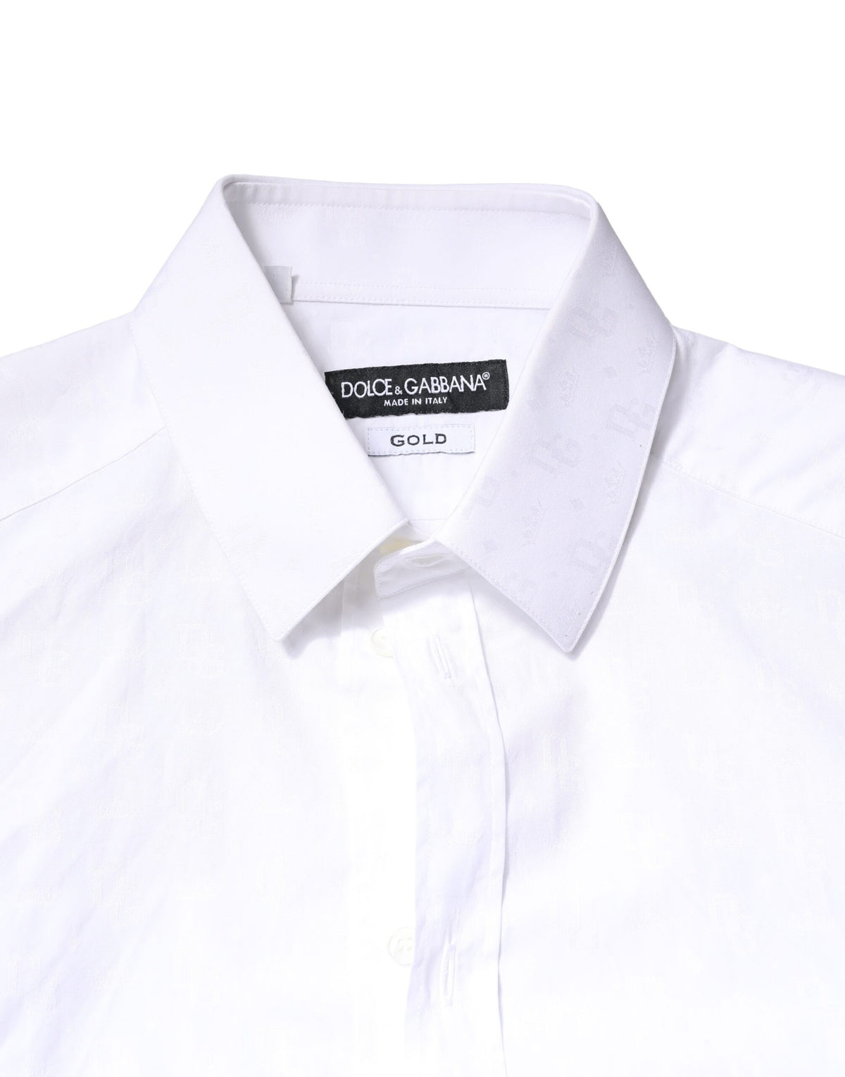 Chemise de cérémonie à manches longues en coton blanc doré de Dolce &amp; Gabbana