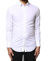 Chemise de cérémonie à manches longues en coton blanc doré de Dolce &amp; Gabbana