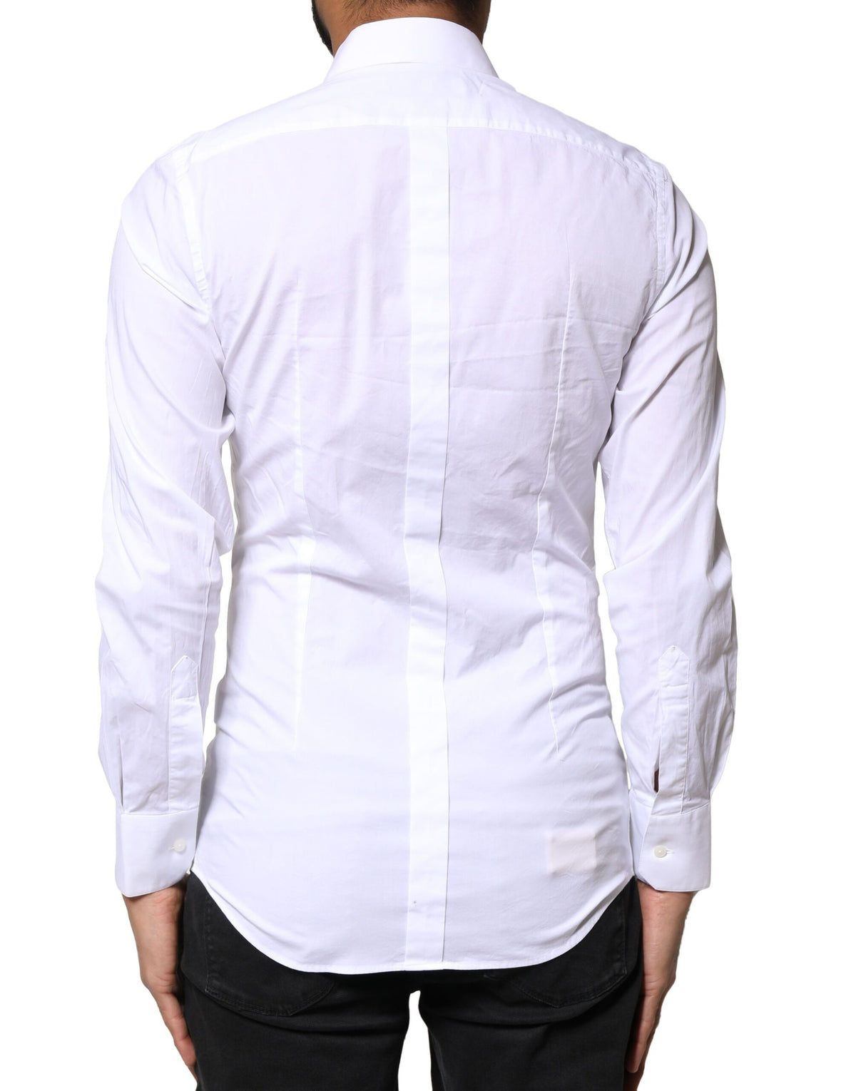 Chemise de cérémonie à manches longues en coton blanc doré de Dolce &amp; Gabbana